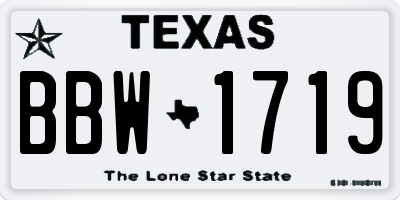 TX license plate BBW1719