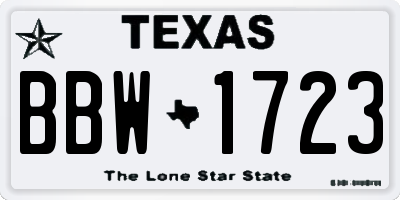 TX license plate BBW1723