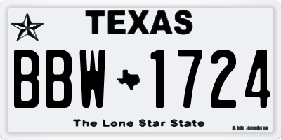 TX license plate BBW1724