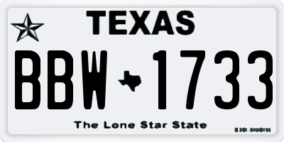 TX license plate BBW1733