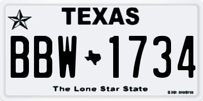 TX license plate BBW1734