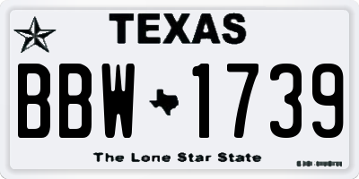 TX license plate BBW1739