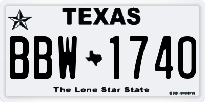 TX license plate BBW1740