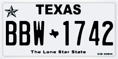 TX license plate BBW1742