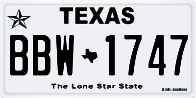 TX license plate BBW1747