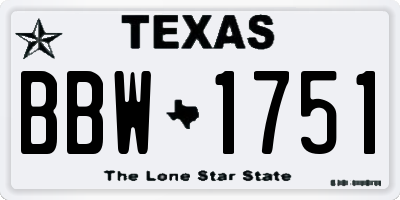TX license plate BBW1751