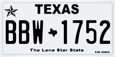 TX license plate BBW1752
