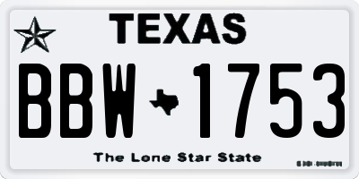 TX license plate BBW1753