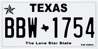 TX license plate BBW1754