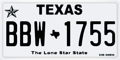 TX license plate BBW1755