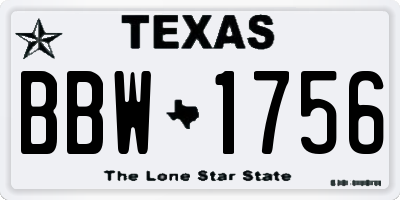 TX license plate BBW1756