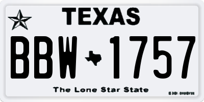 TX license plate BBW1757