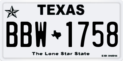 TX license plate BBW1758