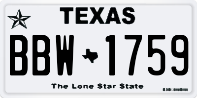 TX license plate BBW1759
