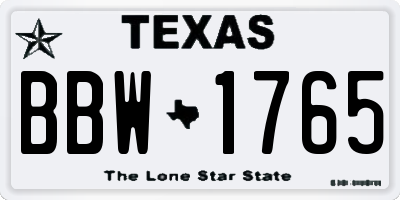 TX license plate BBW1765