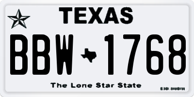 TX license plate BBW1768