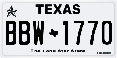 TX license plate BBW1770