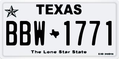 TX license plate BBW1771