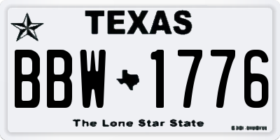 TX license plate BBW1776