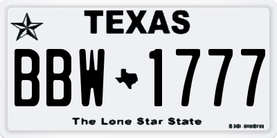 TX license plate BBW1777