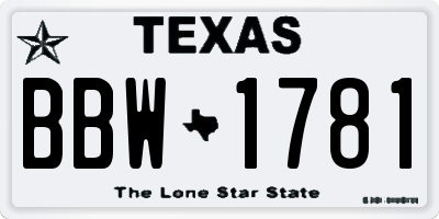 TX license plate BBW1781