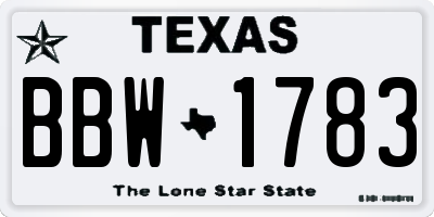 TX license plate BBW1783