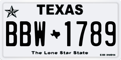 TX license plate BBW1789