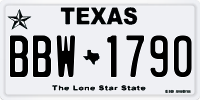 TX license plate BBW1790