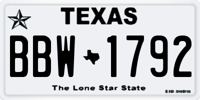 TX license plate BBW1792