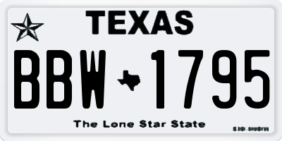 TX license plate BBW1795