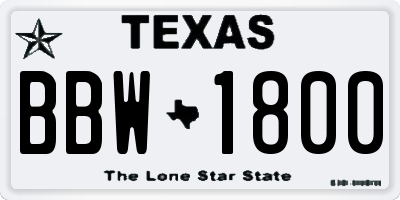 TX license plate BBW1800