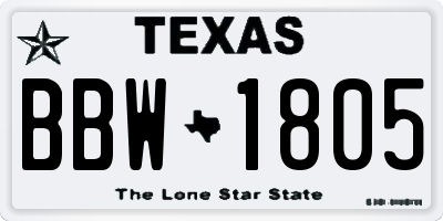 TX license plate BBW1805