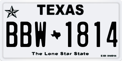 TX license plate BBW1814