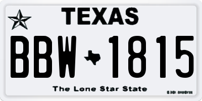 TX license plate BBW1815