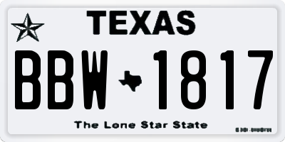 TX license plate BBW1817