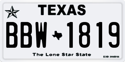 TX license plate BBW1819