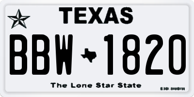 TX license plate BBW1820