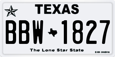 TX license plate BBW1827