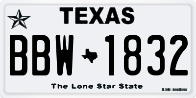 TX license plate BBW1832