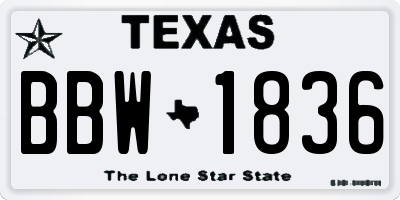 TX license plate BBW1836