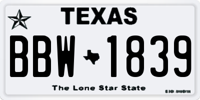 TX license plate BBW1839