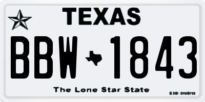 TX license plate BBW1843