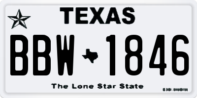 TX license plate BBW1846
