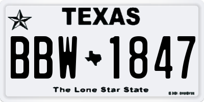 TX license plate BBW1847