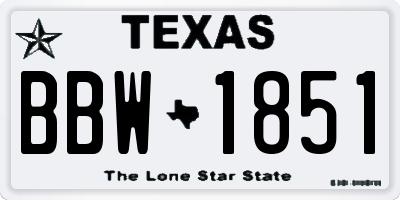 TX license plate BBW1851