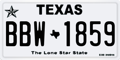 TX license plate BBW1859
