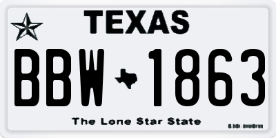TX license plate BBW1863