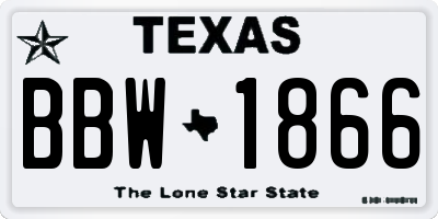TX license plate BBW1866