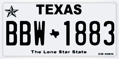 TX license plate BBW1883