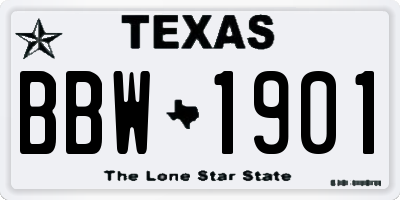 TX license plate BBW1901